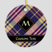 Purple, Gold and Blue Tartan Ceramic Ornament