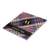 Purple, Gold and Blue Tartan Ceramic Tile