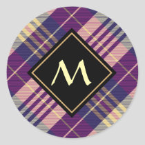 Purple, Gold and Blue Tartan Classic Round Sticker