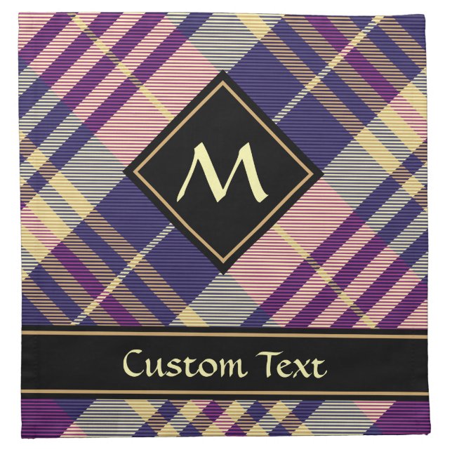 Purple, Gold and Blue Tartan Cloth Napkin (Front)