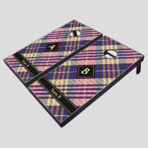 Purple, Gold and Blue Tartan Cornhole Set