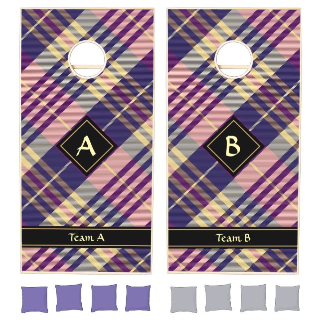 Purple, Gold and Blue Tartan Cornhole Set (Set)