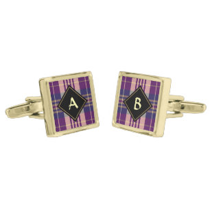 Purple, Gold and Blue Tartan Cufflinks