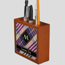 Purple, Gold and Blue Tartan Desk Organizer