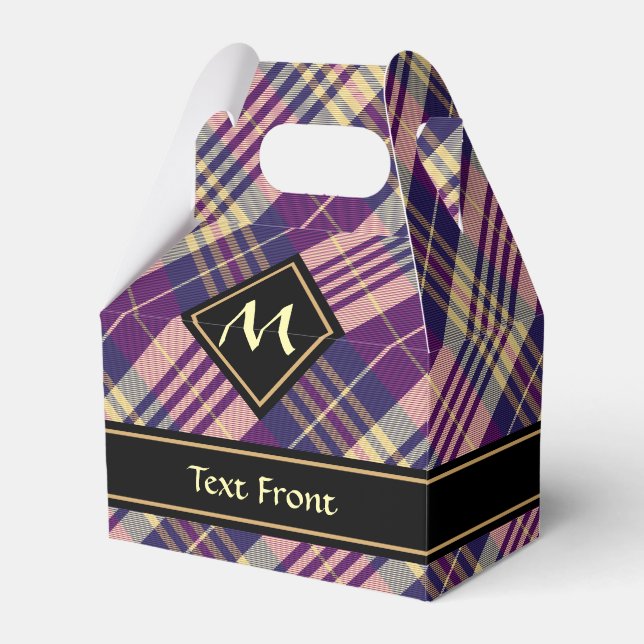 Purple, Gold and Blue Tartan Favor Boxes (Front Side)