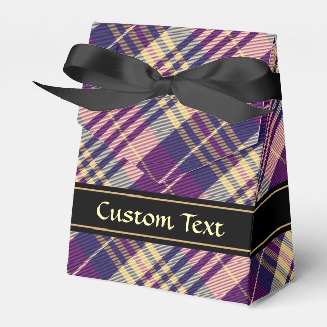 Purple, Gold and Blue Tartan Favor Boxes (Front Side)