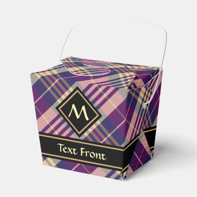 Purple, Gold and Blue Tartan Favor Boxes (Front Side)