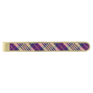 Purple, Gold and Blue Tartan Finish Tie Bar