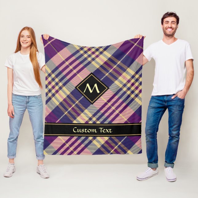 Purple, Gold and Blue Tartan Fleece Blanket (In Situ)