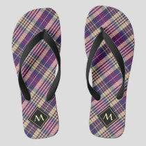 Purple, Gold and Blue Tartan Flip Flops