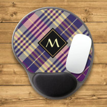 Purple, Gold and Blue Tartan Gel Mouse Pad