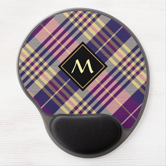 Purple, Gold and Blue Tartan Gel Mouse Pad (Front)