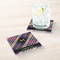 Purple, Gold and Blue Tartan Glass Coaster