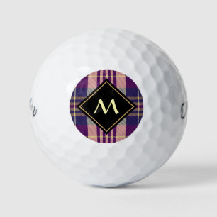 Purple, Gold and Blue Tartan Golf Balls