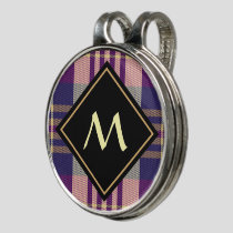 Purple, Gold and Blue Tartan Golf Hat Clip