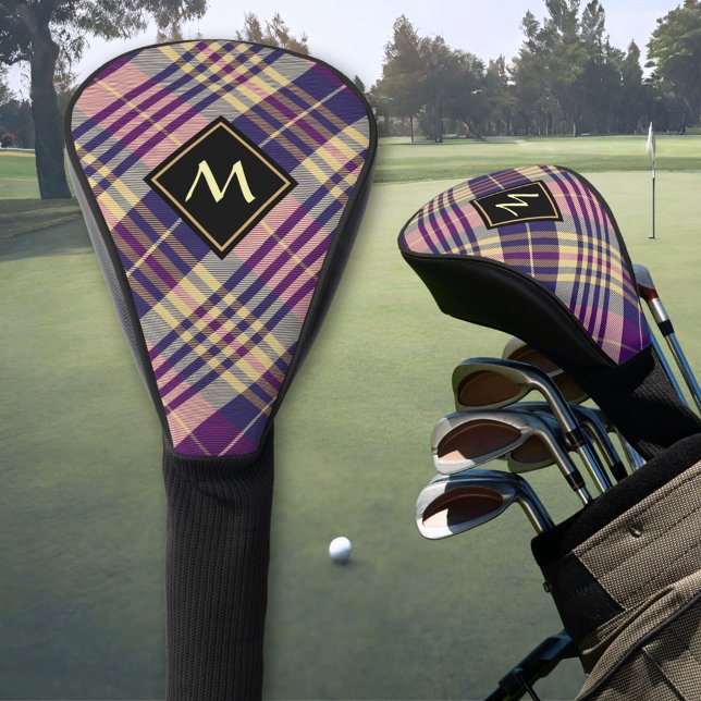 Purple, Gold and Blue Tartan Golf Head Cover (Creator Uploaded)