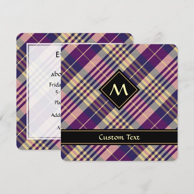 Purple, Gold and Blue Tartan Invitation (Front/Back)