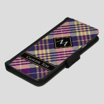 Purple, Gold and Blue Tartan iPhone 8/7 Wallet Case