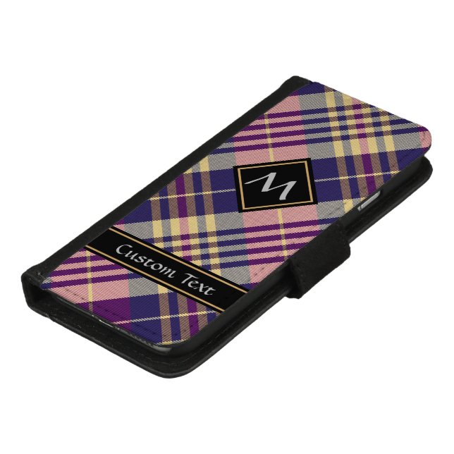 Purple, Gold and Blue Tartan iPhone Wallet Case (Bottom)