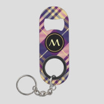 Purple, Gold and Blue Tartan Keychain Bottle Opener