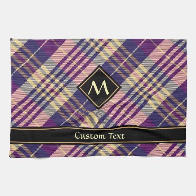 Purple, Gold and Blue Tartan Kitchen Towel (Horizontal)