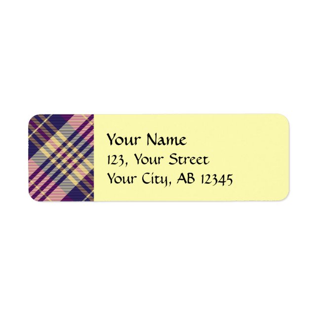 Purple, Gold and Blue Tartan Label (Front)