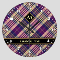 Purple, Gold and Blue Tartan Large Clock