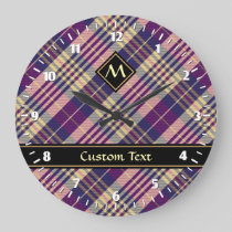 Purple, Gold and Blue Tartan Large Clock