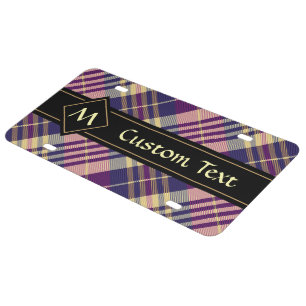 Purple, Gold and Blue Tartan License Plate