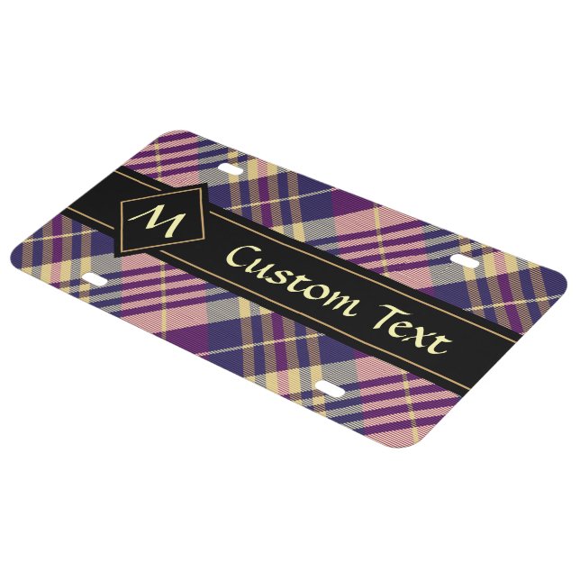 Purple, Gold and Blue Tartan License Plate (Side)