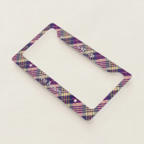 Purple, Gold and Blue Tartan License Plate Frame