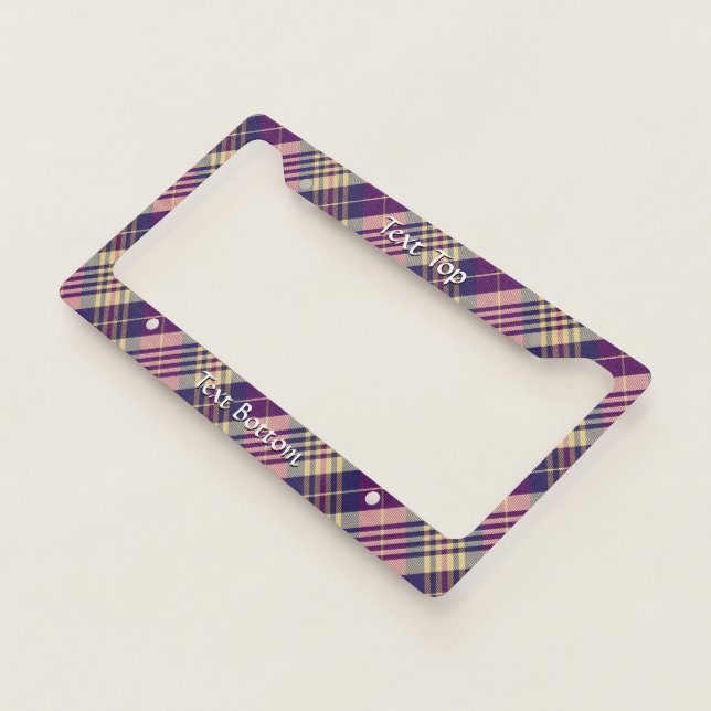 Purple, Gold and Blue Tartan License Plate Frame (3/4)