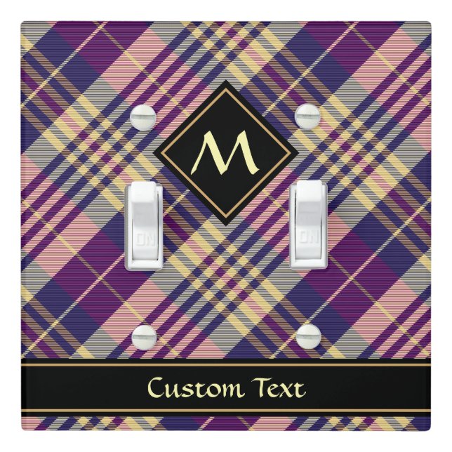 Purple, Gold and Blue Tartan Light Switch Cover (In Situ)