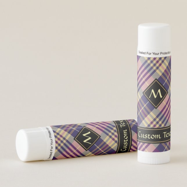 Purple, Gold and Blue Tartan Lip Balm (Front)