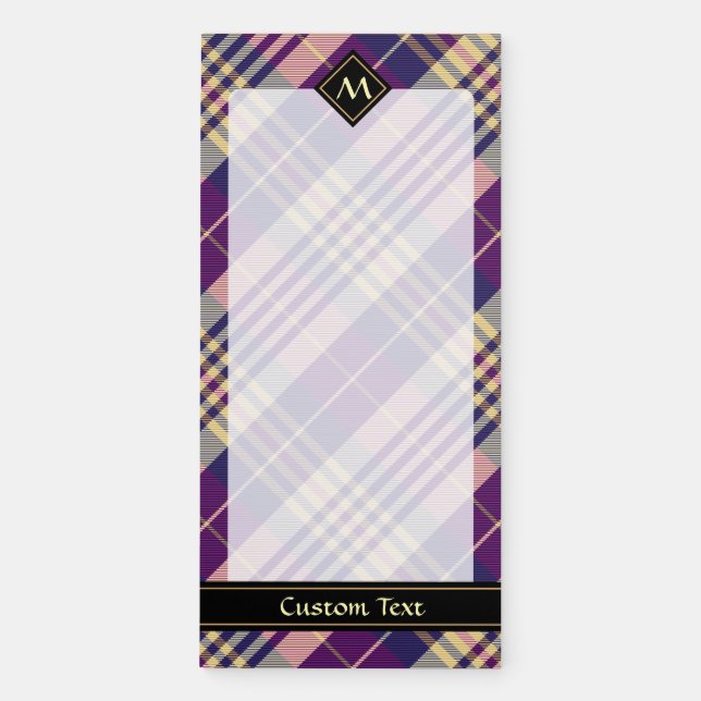 Purple, Gold and Blue Tartan Magnetic Notepad (Front)