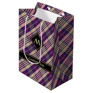 Purple, Gold and Blue Tartan Medium Gift Bag