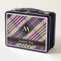 Purple, Gold and Blue Tartan Metal Lunch Box