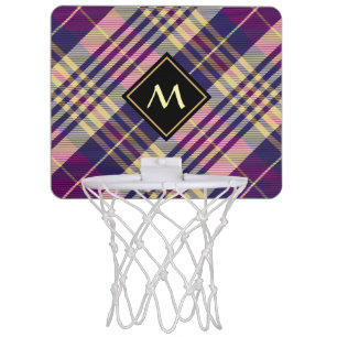 Purple, Gold and Blue Tartan Mini Basketball Hoop