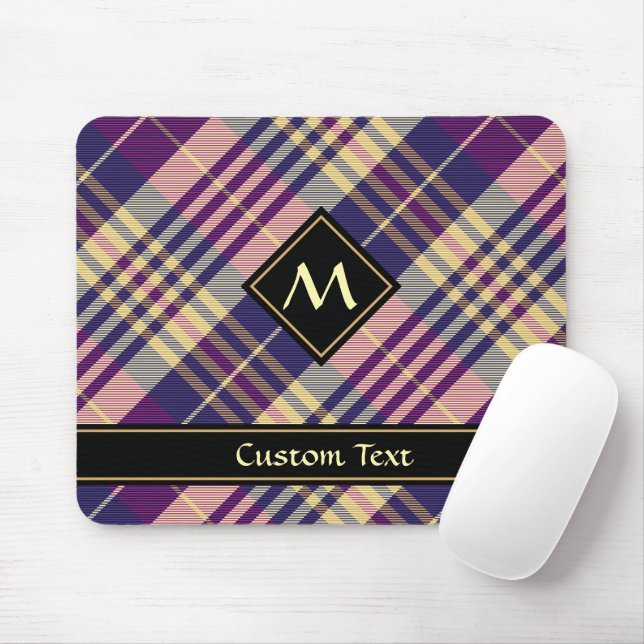 Purple, Gold and Blue Tartan Mouse Pad (With Mouse)