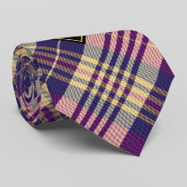 Purple, Gold and Blue Tartan Neck Tie