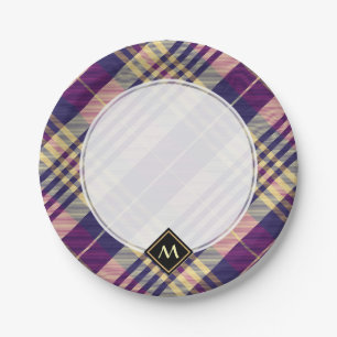 Purple, Gold and Blue Tartan Paper Plates