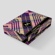 Purple, Gold and Blue Tartan Paperweight