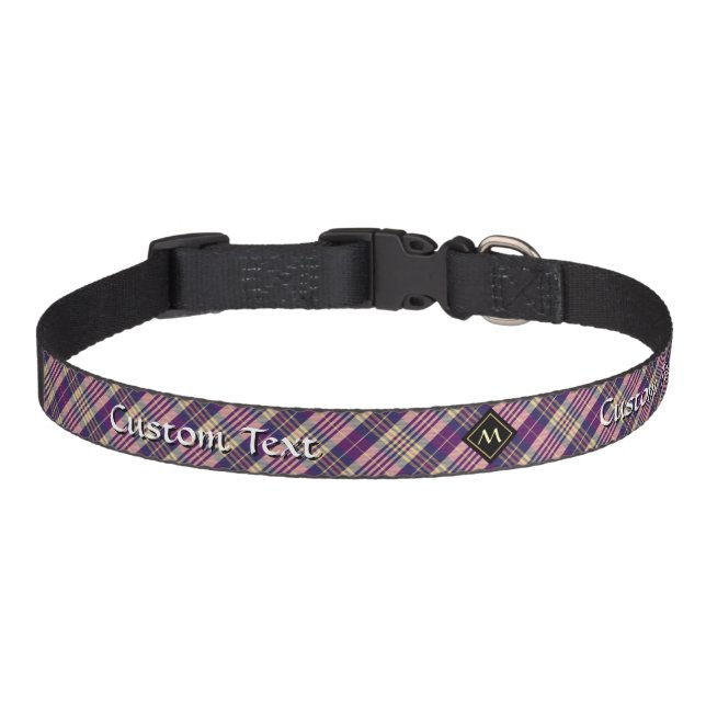 Purple, Gold and Blue Tartan Pet Collar (Front)