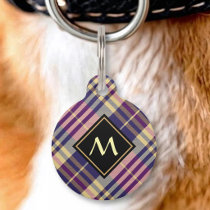 Purple, Gold and Blue Tartan Pet ID Tag