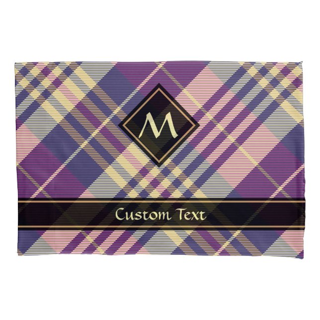Purple, Gold and Blue Tartan Pillow Case (Front)
