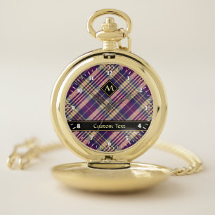 Purple, Gold and Blue Tartan Pocket Watch