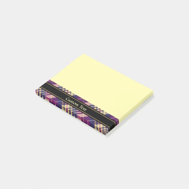 Purple, Gold and Blue Tartan Post-it Notes (Angled)