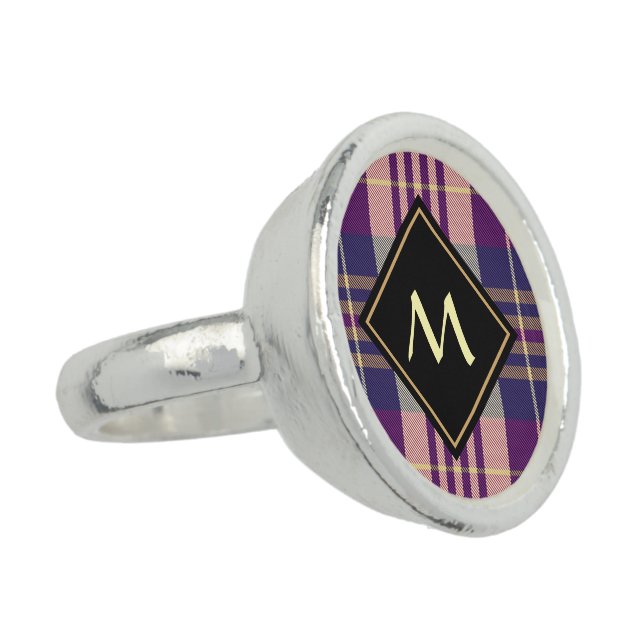 Purple, Gold and Blue Tartan Ring (Side)