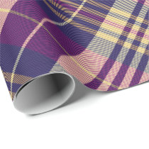 Purple, Gold and Blue Tartan Rotated Wrapping Paper