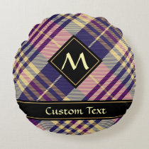 Purple, Gold and Blue Tartan Round Pillow